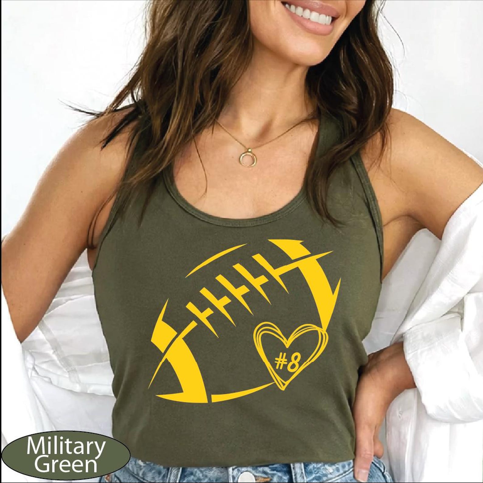 Custom Football Heart Tank Top, Football Mom CropTop, Game Day Mama Racerback Tanks