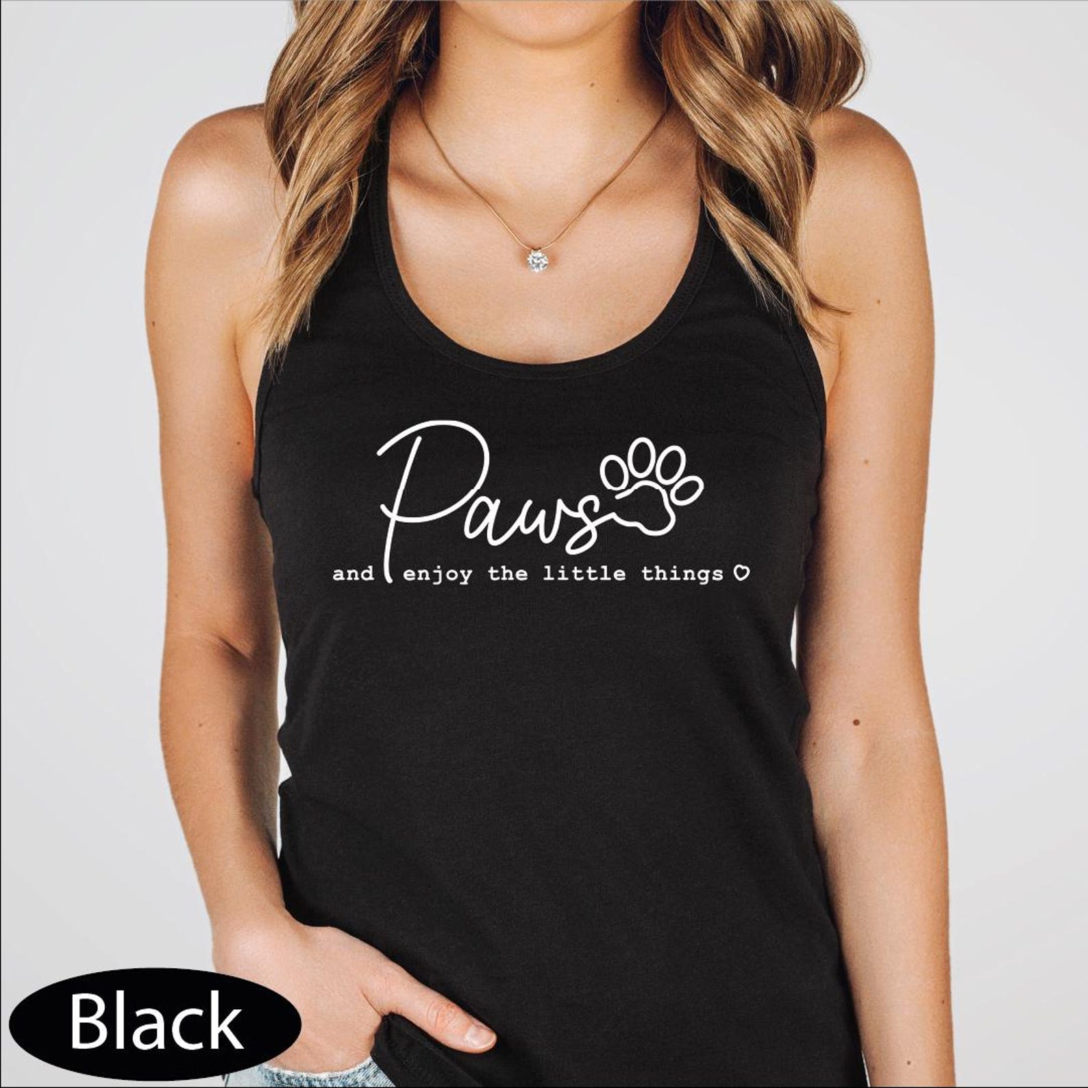 Paws and Enjoy the Little Things Tank, Pet Sitter CropTop, Dog Mom Racerback Tanks