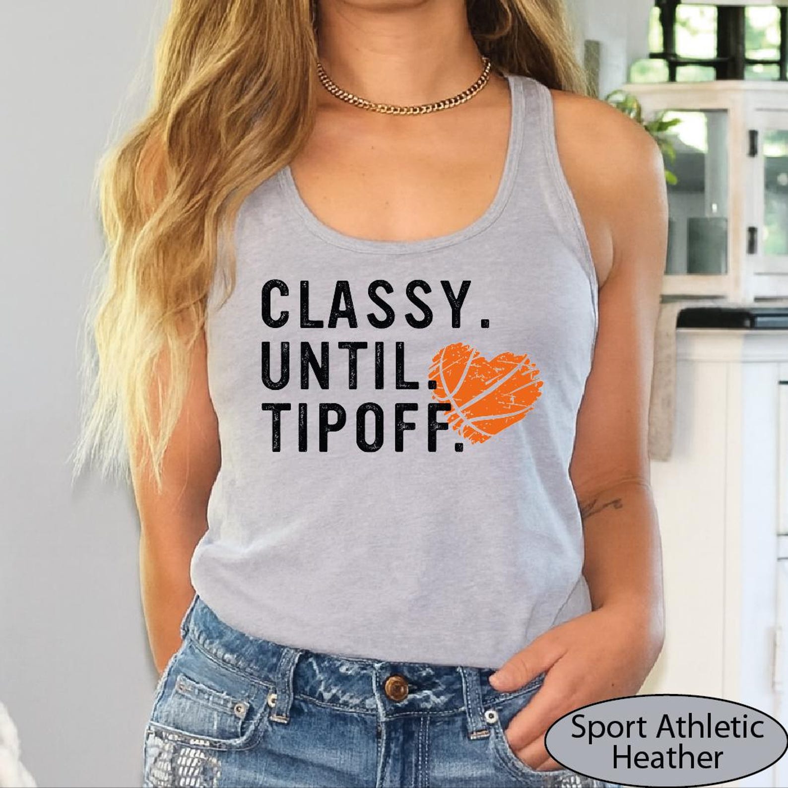 Classy Until Tipoff Tank Top, Basketball Mom CropTop, Game Day Basketball Racerback Tanks