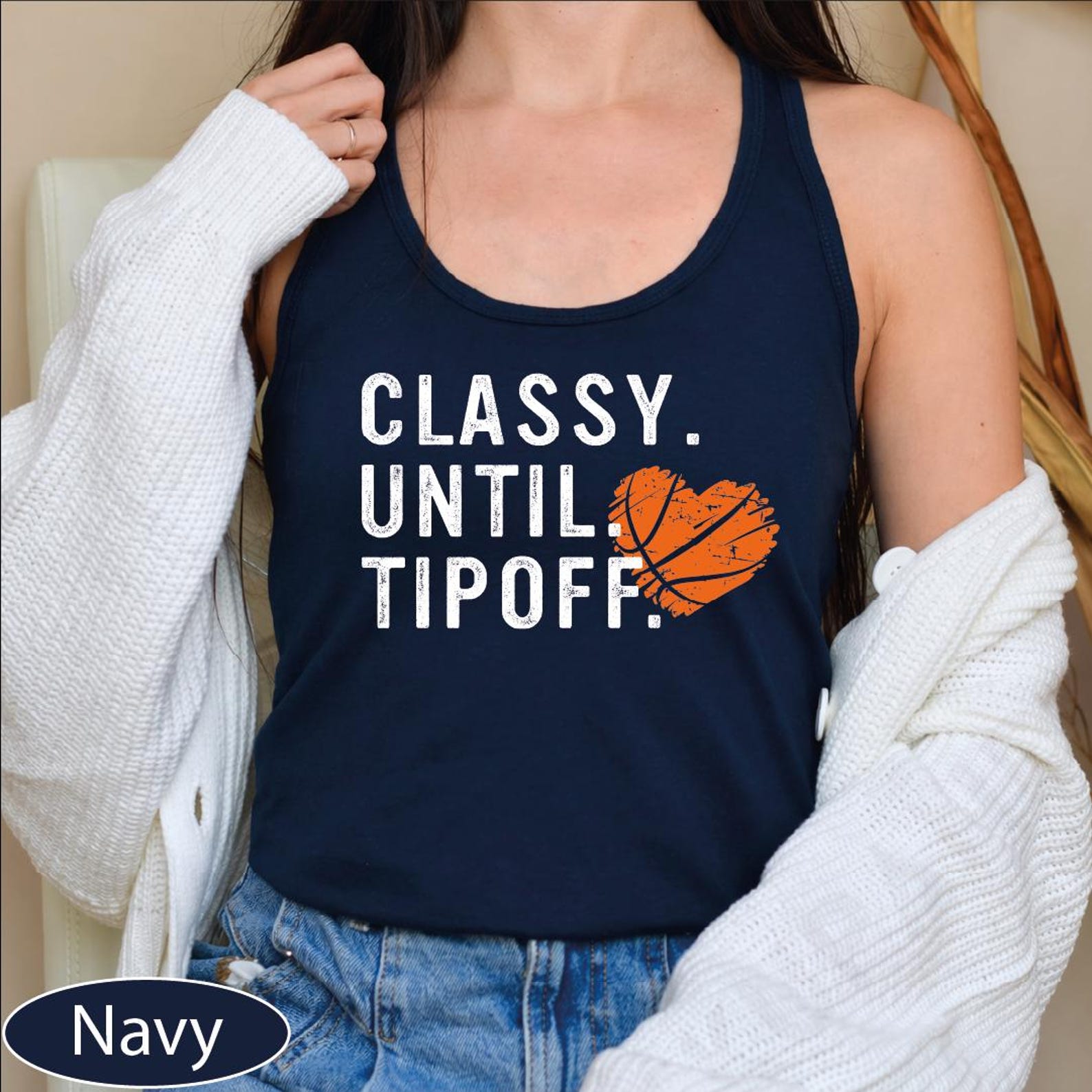 Classy Until Tipoff Tank Top, Basketball Mom CropTop, Game Day Basketball Racerback Tanks