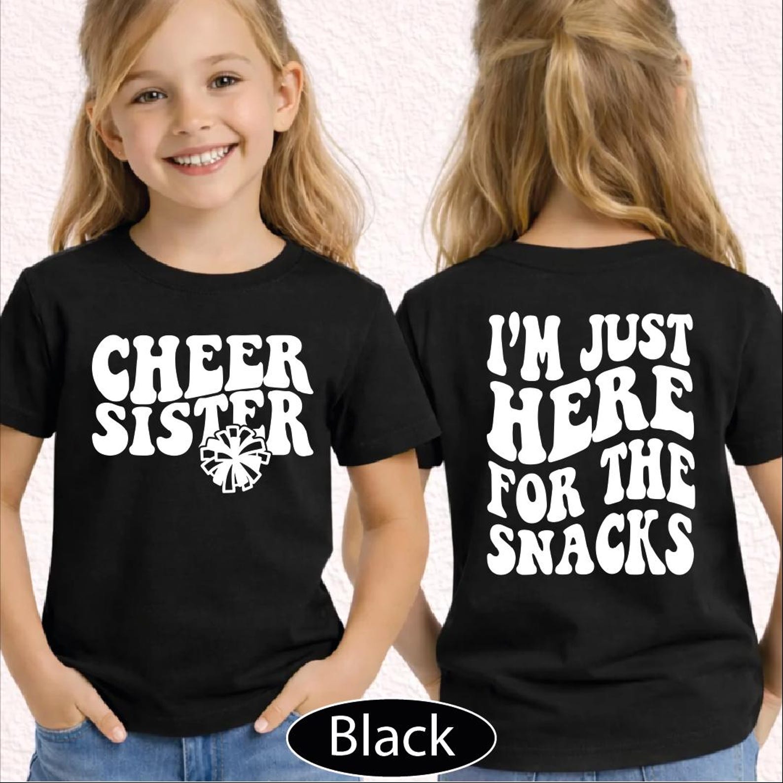 Cheer Sister Shirt, Im Just Here For The Snacks Tshirt, Girls Cheer Tee, BP