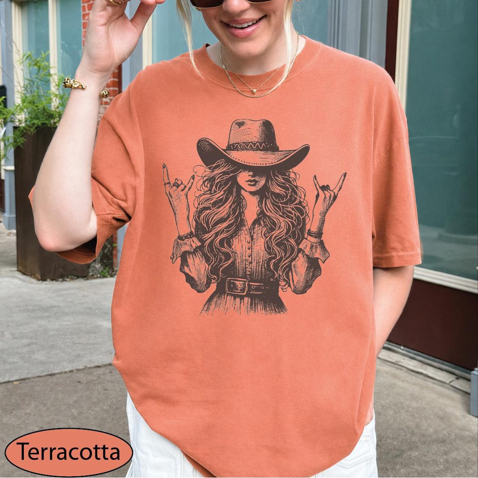 Comfort Colors Rockstar Cowgirl Shirt, Country Girl Tshirt, Western Rock Hands Tee