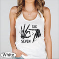 6 7 Skeleton Hand Tank Top, 67 Funny Meme CropTop, Six Seven Racerback Tanks