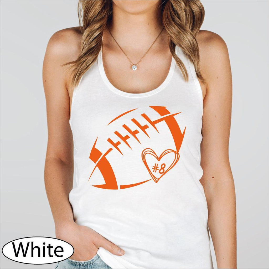 Custom Football Heart Tank Top, Football Mom CropTop, Game Day Mama Racerback Tanks