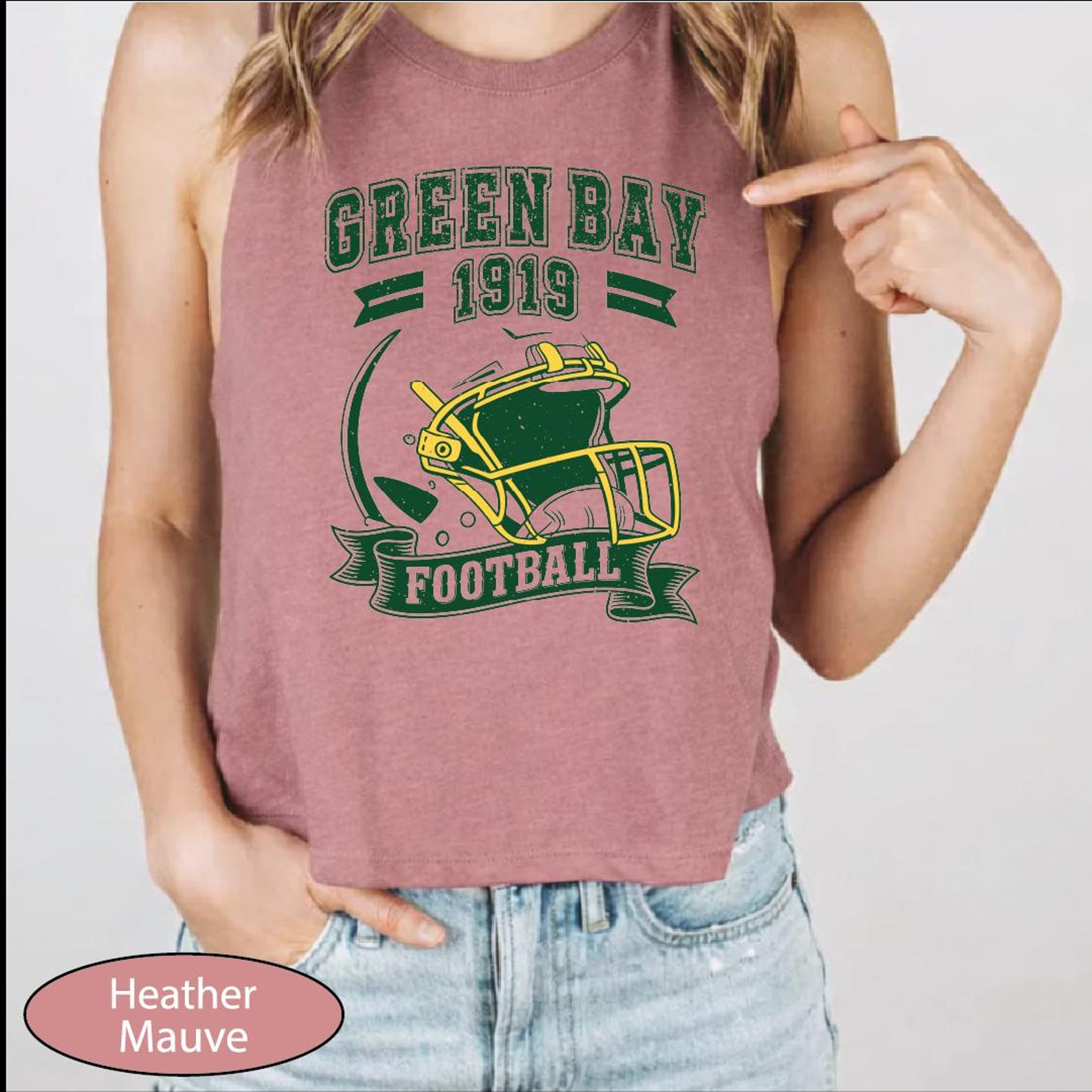 Vintage Green Bay Tank Top, Greenbay Football CropTop, Greenbay Helmet Racerback Tanks