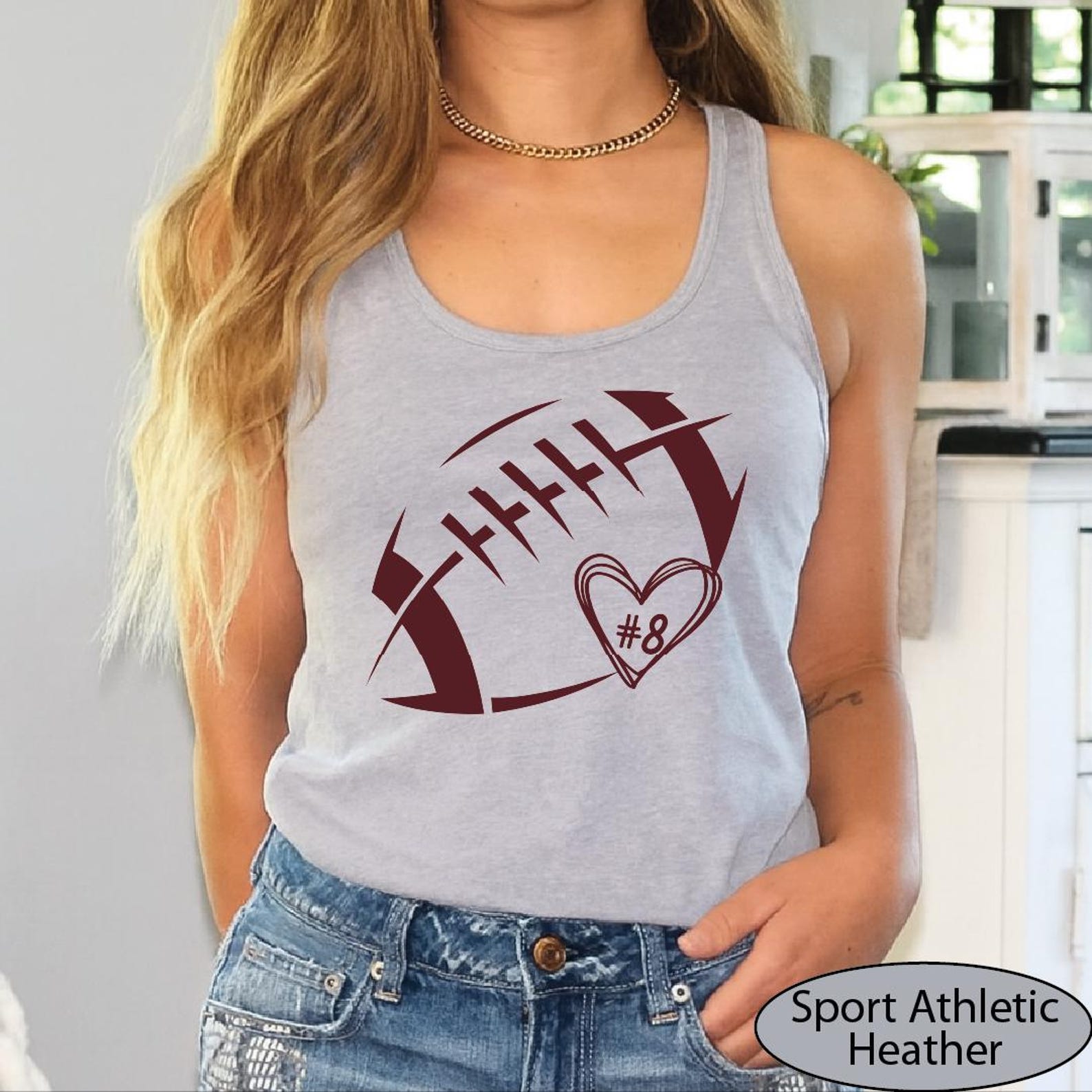 Custom Football Heart Tank Top, Football Mom CropTop, Game Day Mama Racerback Tanks