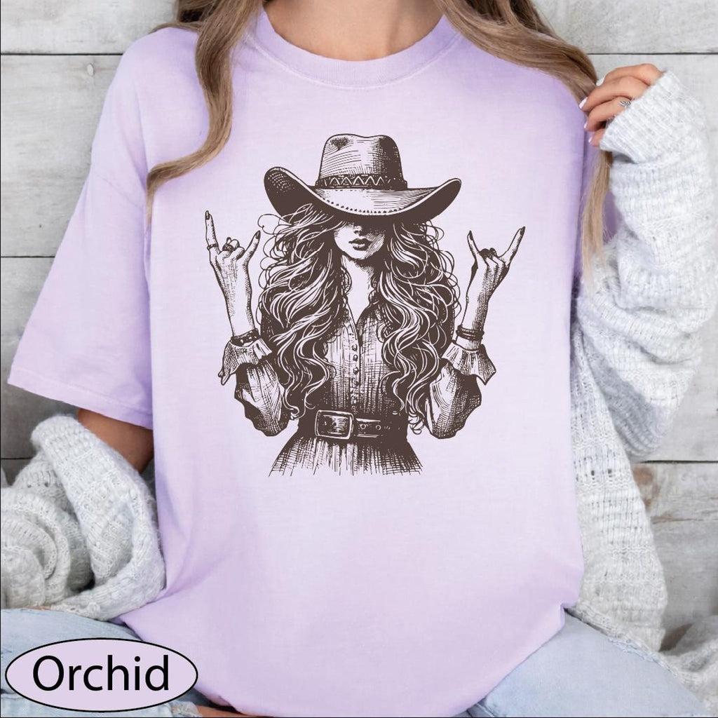 Comfort Colors Rockstar Cowgirl Shirt, Country Girl Tshirt, Western Rock Hands Tee