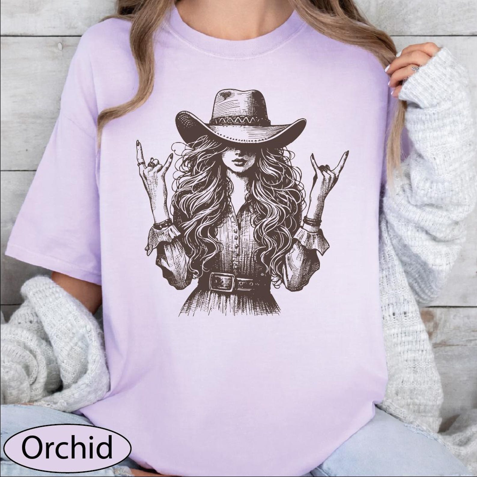 Comfort Colors Rockstar Cowgirl Shirt, Country Girl Tshirt, Western Rock Hands Tee