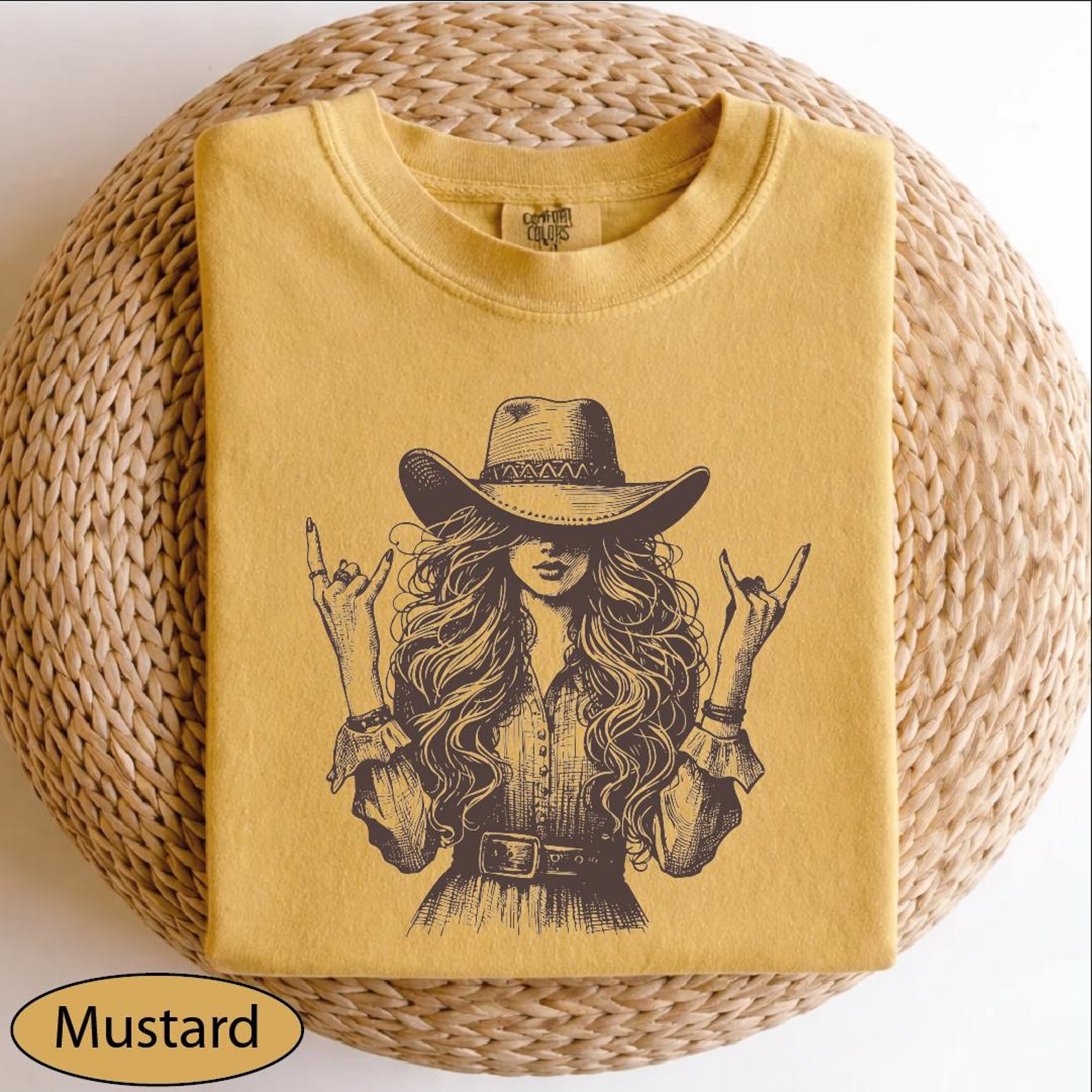 Comfort Colors Rockstar Cowgirl Shirt, Country Girl Tshirt, Western Rock Hands Tee