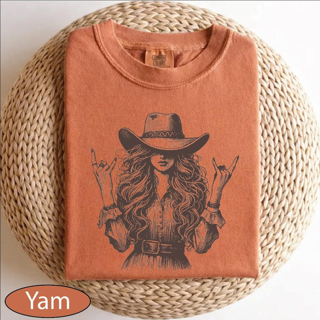Comfort Colors Rockstar Cowgirl Shirt, Country Girl Tshirt, Western Rock Hands Tee