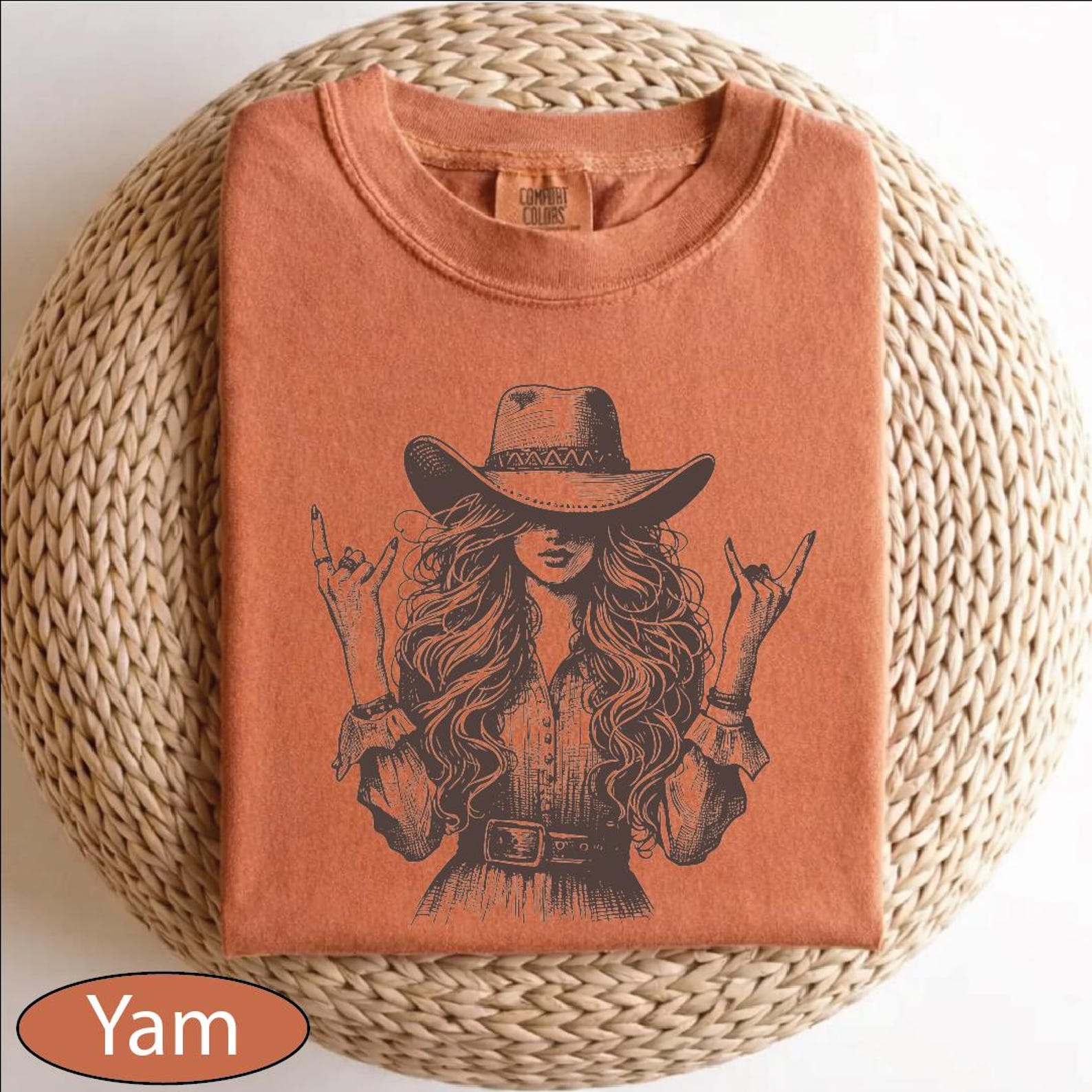 Comfort Colors Rockstar Cowgirl Shirt, Country Girl Tshirt, Western Rock Hands Tee