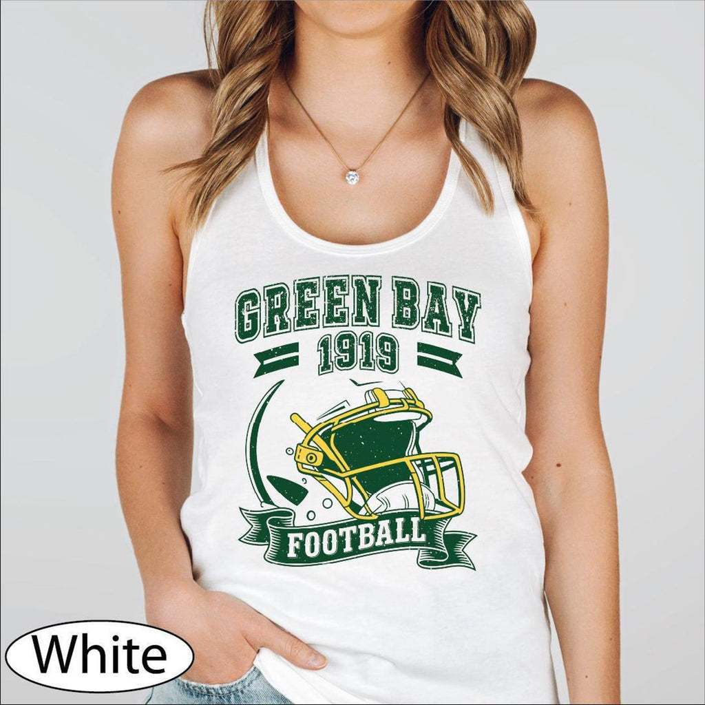 Vintage Green Bay Tank Top, Greenbay Football CropTop, Greenbay Helmet Racerback Tanks