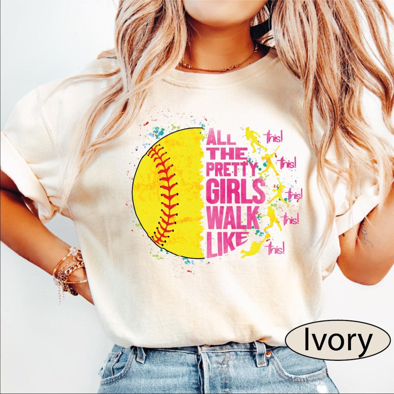 All The Pretty Girls Walk Like This Shirt, Softball Player Tshirt, Gameday Softball Tee