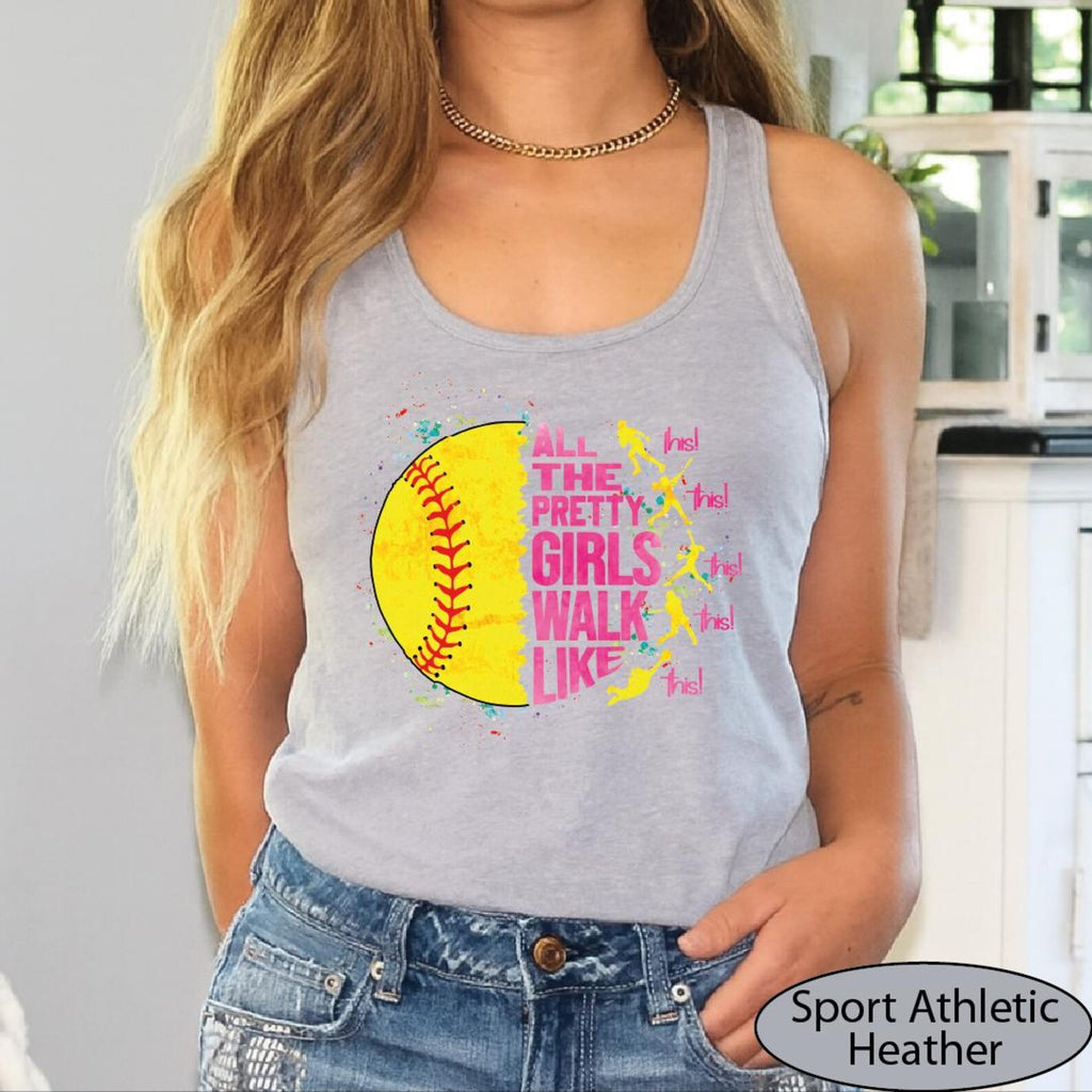 All The Pretty Girls Walk Like This Racerback Tank Top, Softball Player Crop Top