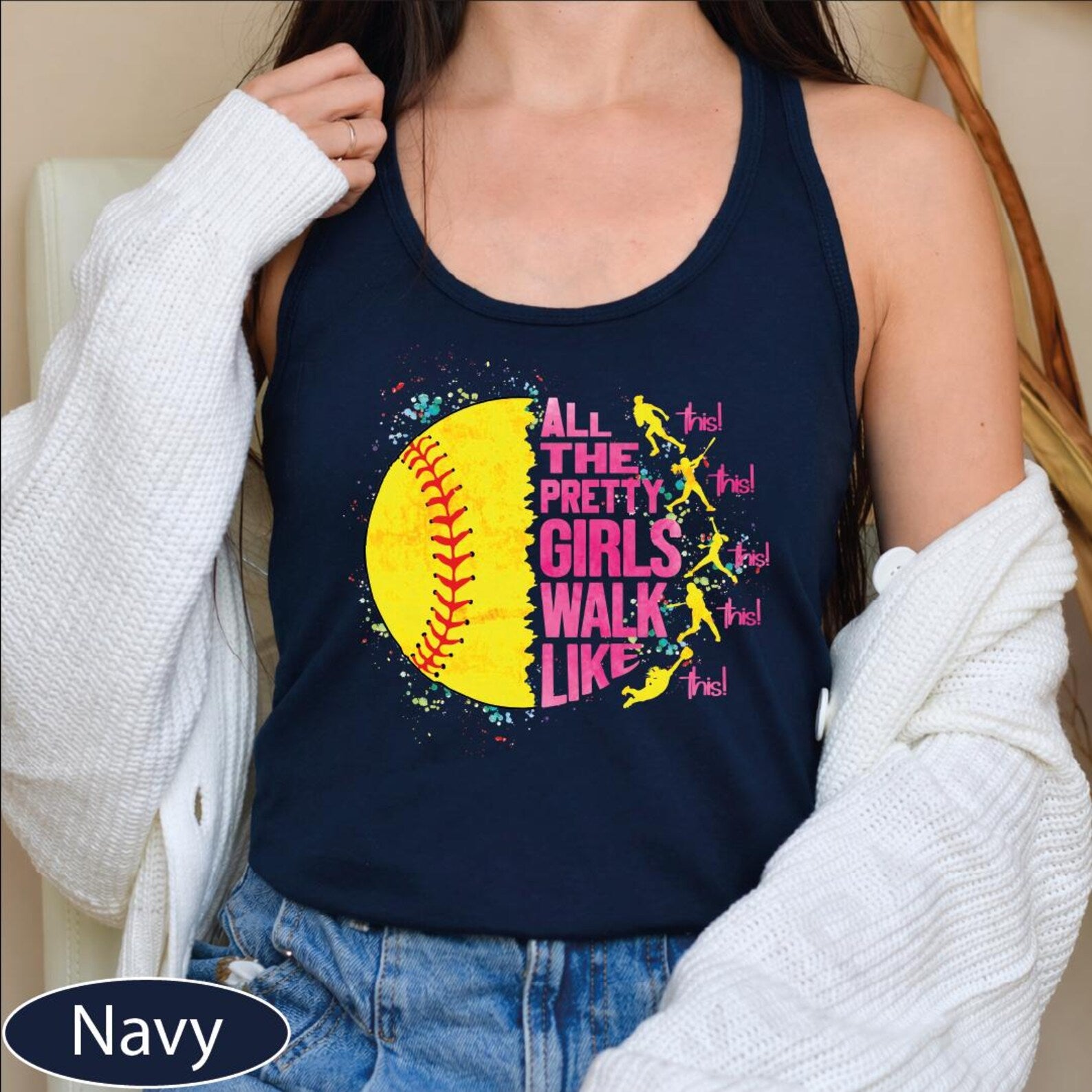 All The Pretty Girls Walk Like This Racerback Tank Top, Softball Player Crop Top