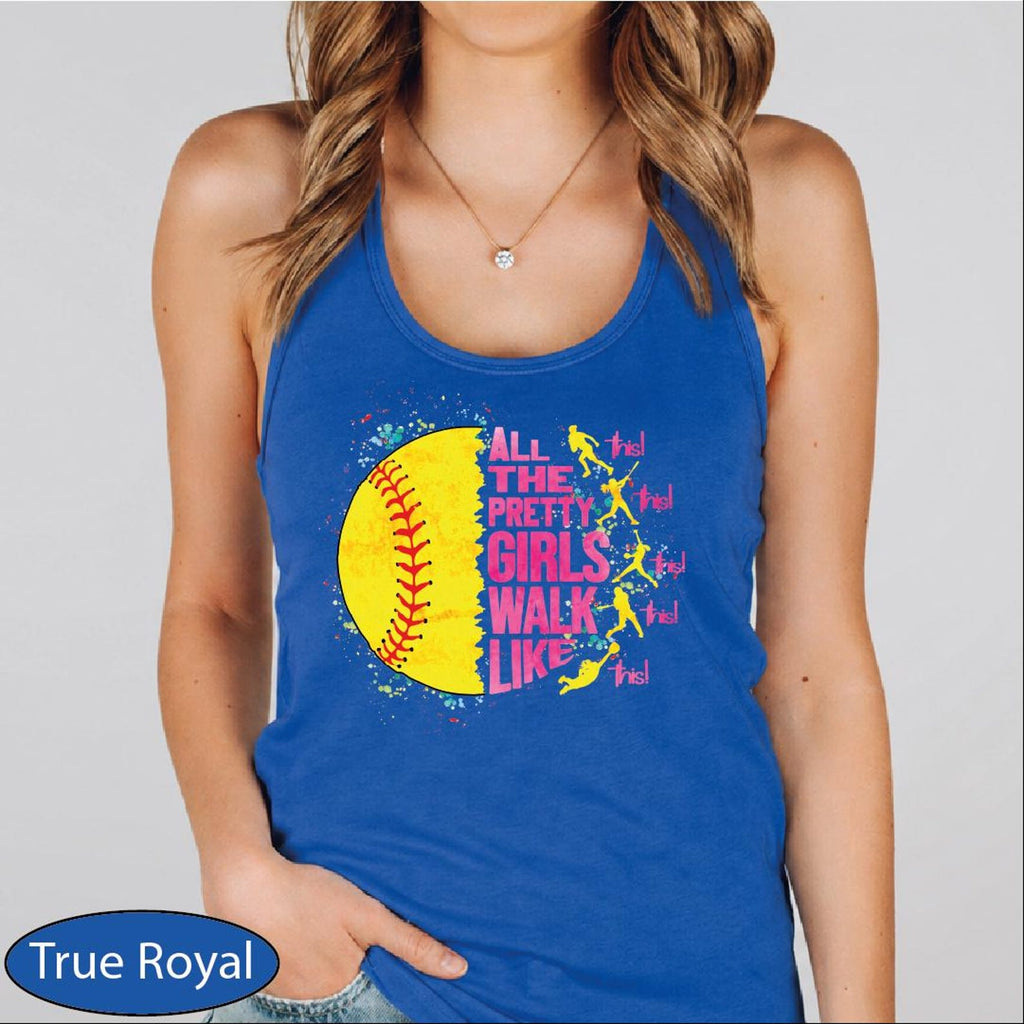 All The Pretty Girls Walk Like This Racerback Tank Top, Softball Player Crop Top