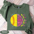 All The Pretty Girls Walk Like This Sweatshirt, Softball Player Sweater, Gameday Softball Hoodie
