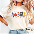 School Supplies Shirt, Back to School Tshirt, Crayon Apple Pencil Notebook Tee