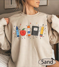 School Supplies Sweatshirt, Back to School Sweater, Crayon Apple Pencil Notebook Hoodie