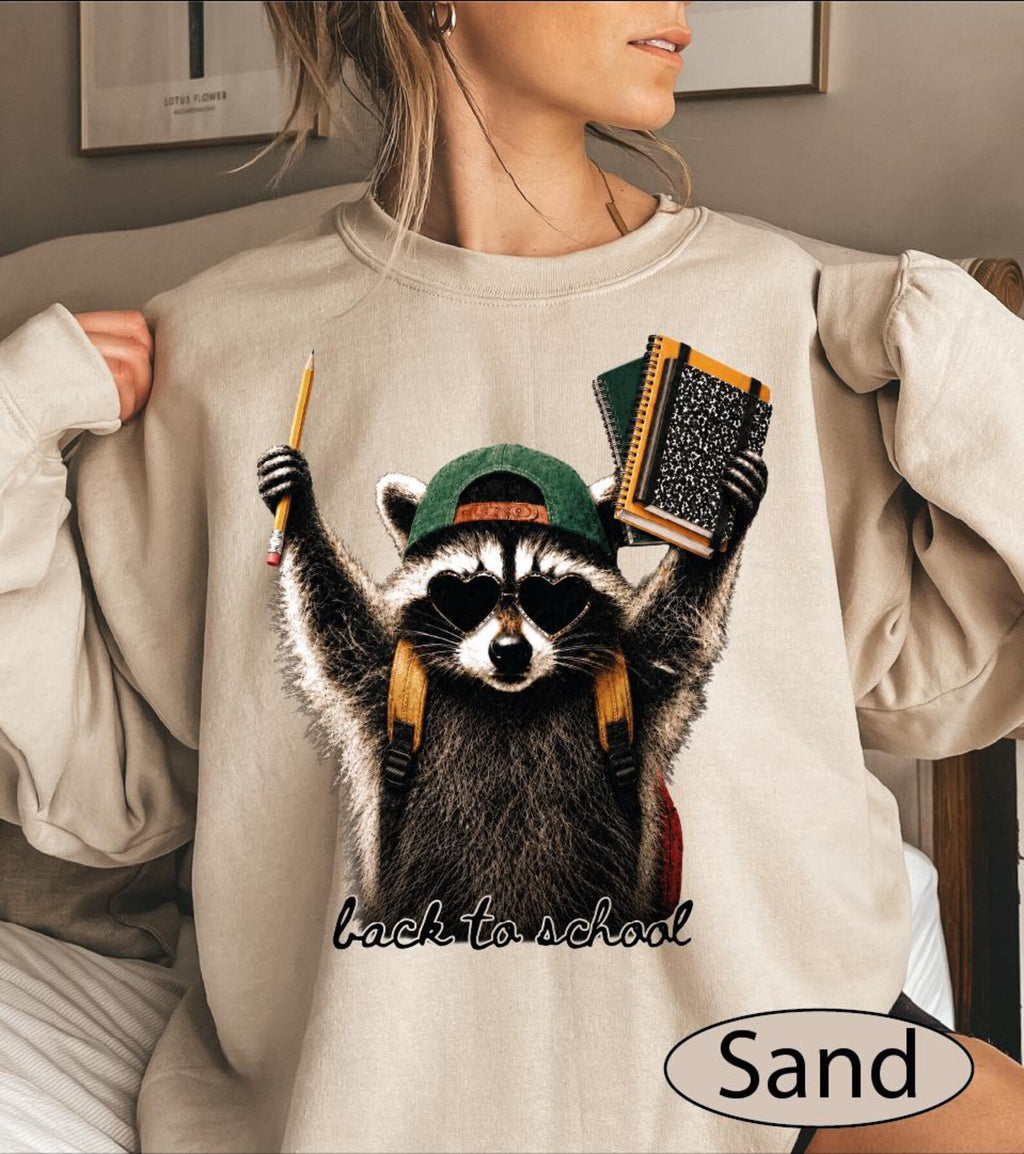 Back To School Racoon Sweatshirt, School Supplies Sweater, Funny Teacher Hoodie