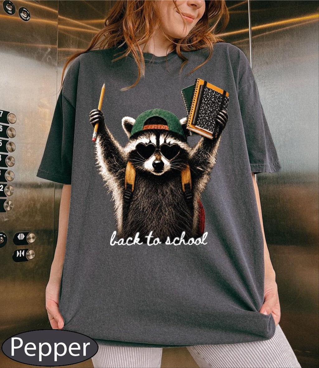 Back To School Racoon Shirt, School Supplies Tshirt, Comfort Colors Funny Teacher Tee
